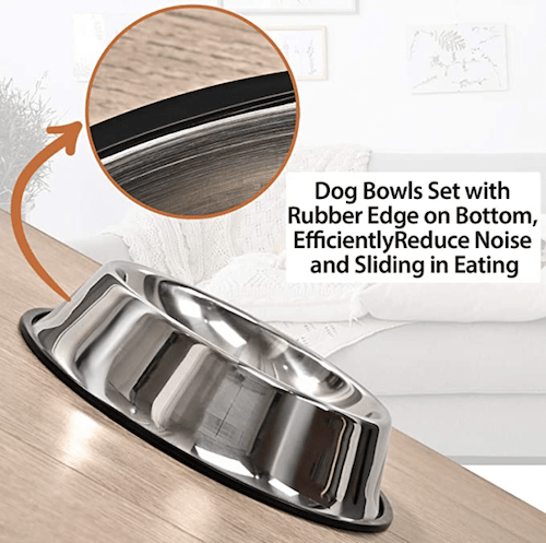 Stainless Steel Dog Bowl with Anti-Skid Rubber Base